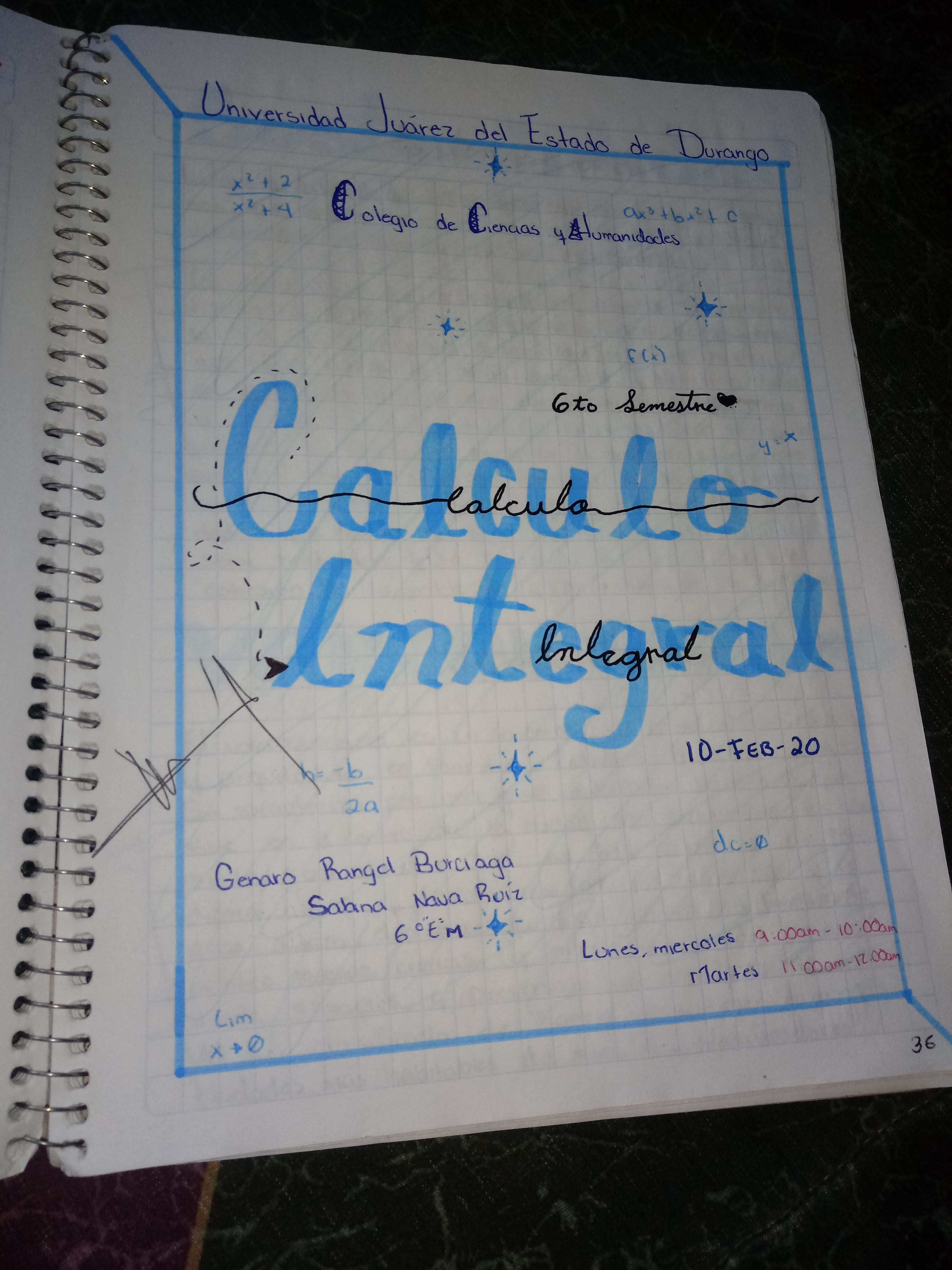 Portada «Calculo integral» 6to semestre – Colegio de Ciencias y Humanidades